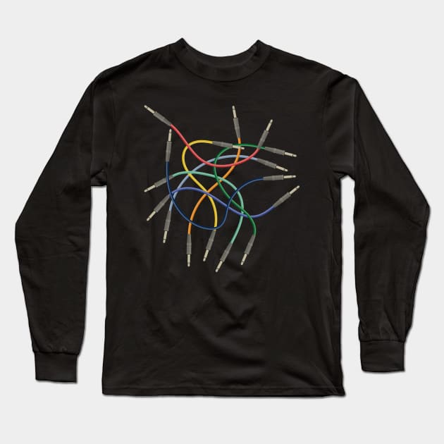 Modular Synthesizer Audio Engineer Mixer Cables Long Sleeve T-Shirt by All-About-Words